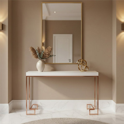 Orsina Allure Rose Gold Angled Legs Console Table from B&Q