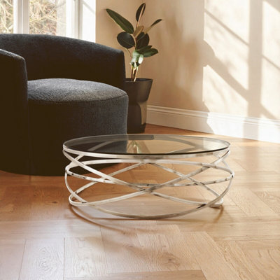 Premier Housewares Silver Interiors By Premier Allure Round Swirl Base Coffee Table