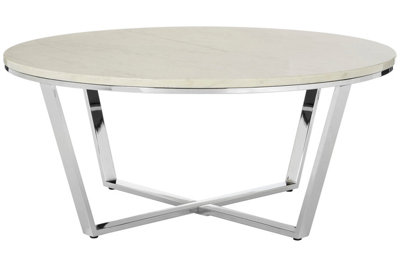 Orsina Allure Round White Faux Marble Coffee Table from B&Q