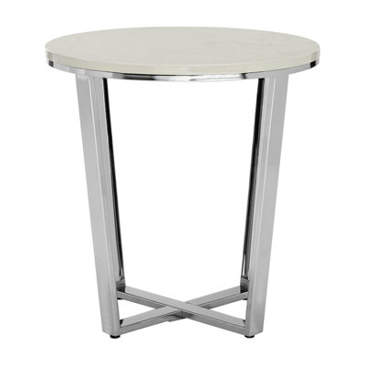 Orsina Allure Round White Faux Marble End Table from B&Q
