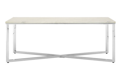 Orsina Allure White Faux Marble Chrome Coffee Table from B&Q
