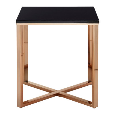 Premier Housewares Black Interiors By Premier Allure Square Faux Marble End Table