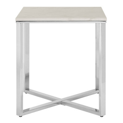Orsina Allure White Faux Marble Square End Table from B&Q