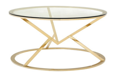 Orsina Versatile Corseted Round Champagne Coffee TableGeometric Display TableUnique Decorative Coffee Table from B&Q