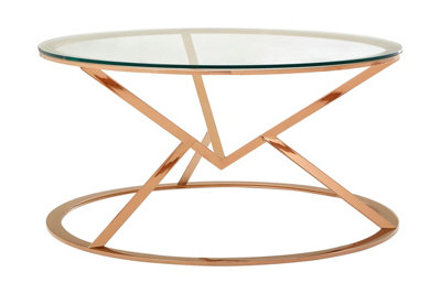Orsina Unique Corseted Round Rose Gold Coffee TableGeometric Display TableVersatile Decorative Coffee Table from B&Q