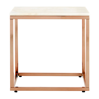 Orsina Allure Square White Marble End Table from B&Q
