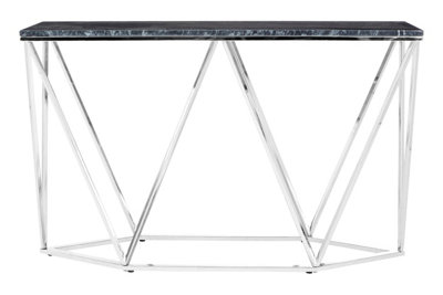 Premier Housewares Black Allure Rectangular Marble Console Table.