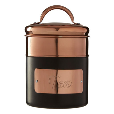 Orsina Prescott Charcoal And Copper Tea Canister from B&Q