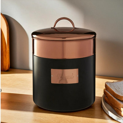 Orsina Prescott Charcoal And Copper Bread Bin from B&Q
