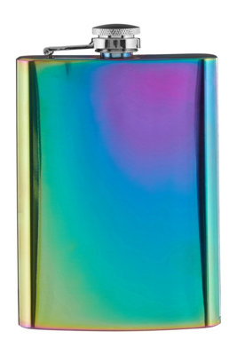 Orsina Oil Slick Hip FlaskTrendy 5Oz Stainless Steel Flask With Iridescent Finish And Secure Screw Cap,