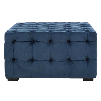 Orsina Elegant Midnight Button Tufted FoostoolVelvet Upholstered Soft FootstoolPremium Footstool For Bedroom from B&Q