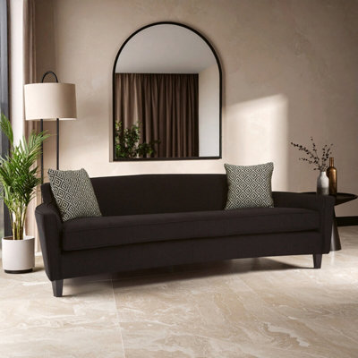 Orsina Sturdy Black Dimity Fabric 3 Seat SofaStylish Mid Century Sofa For BedroomComfortable 3 Seater Sofa from B&Q