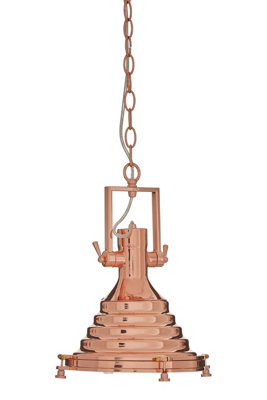 Orsina Small Copper Pendant LightIndustrial Ceiling Light With Vintage FinishStepped Iron Shade With Glass Base from B&Q