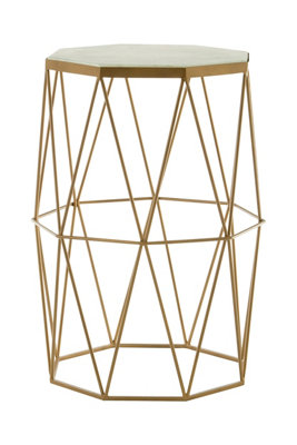 Orsina Shalimar Octagonal Marble And Gold Side Table from B&Q