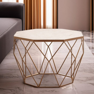 Orsina Shalimar Octagon White Marble Coffee Table from B&Q