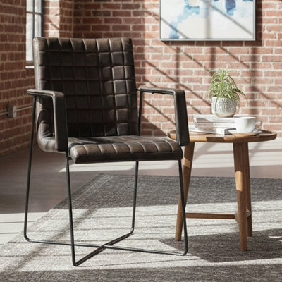 Orsina Geometric Iron And Grey Leather Weave ChairVelvet Upholstered Occassional Arm ChairStriking Lounge Chair from B&Q