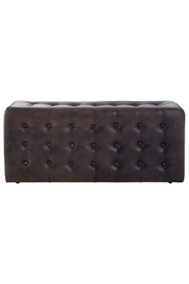 Orsina Elegant Antique Black / Brown Leather BenchLeather Upholstered Dining Bench For Dining RoomSturdy Bench from B&Q