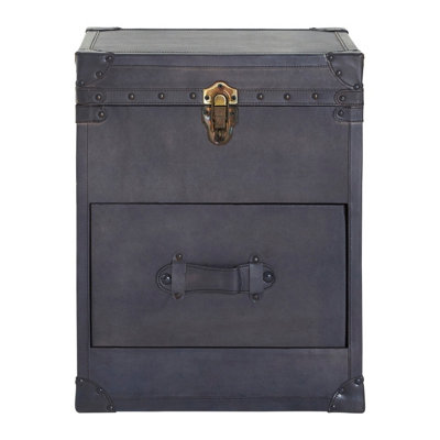 Orsina  Luxurious Blue Leather Storage ChestSoft Blue Leather Storage Chest With LidStylish Stud Detail Chest from B&Q