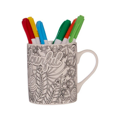 Orsina Live A Colourful Life Bone China Mug With Floral DesignHome Decor Cup,ideal As A Decorative Coffee Mug from B&Q