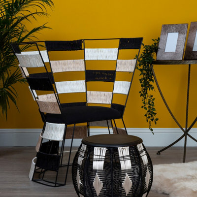 Orsina Stylish Design BeigeBlack And White ChairContemporary Occasional ChairComfortable Accent Chair from B&Q
