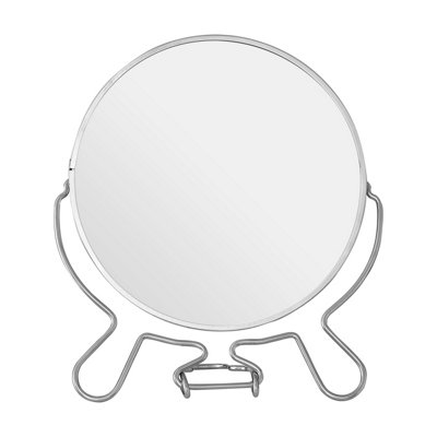 Orsina Silver Effect Two Sided Small Shaving MirrorCompact Round TablemirrorMetal Frame Swivel Makeup Mirror from B&Q