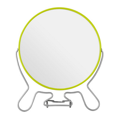 Orsina Luxe Lime Green Large Shaving MirrorAdjustable Mirror With Metal StandDouble-Sided Square Table Mirror from B&Q