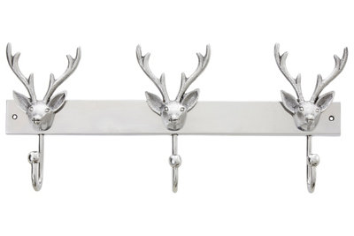 Orsina 3 Stag Head Wall Mountable HangerChristmas Design Cloth HangerCoat Hanger With 3 Decorative Hooks from B&Q