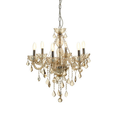 Orsina Murano 8 Bulb Chrome/cognac Glass Chandelier from B&Q