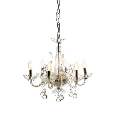 Orsina 6 Bulb Crystal ChandelierGlass Arm Chandelier With Hanging K9 OrbsIron Frame Ceiling Light For Hallway from B&Q