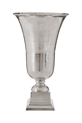 Orsina Elegant Large Silver Finish Fluted VaseDurable Cermaic Flower VaseStriking Design Vase For Bedroom from B&Q