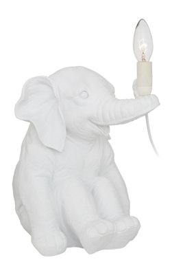 B&Q -  Elephant Table Lamp With Handheld Bulb SocketNovelty Animal Bedside LightFun Sitting Lamp On A Table