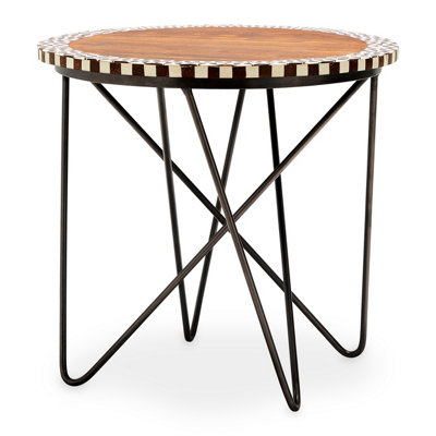 Orsina Artisan Round Acacia Wood Side Table. from B&Q