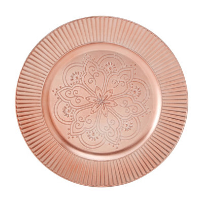 Premier Housewares Interiors By Premier Functional Rose Charger Plate, Minimalist Dinner Plate For Dinner, Reliable Rose Dinner Plate Gold