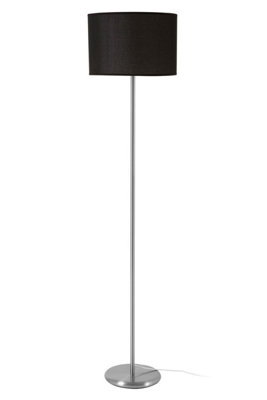 Orsina Black Waffle Effect Shade Floor LampPolished Chrome Modern Standing Lamp For Living RoomFloor Lamp from B&Q