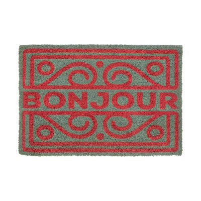 Orsina Neon Bonjour Text Welcome Doormat
