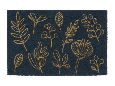 Premier Housewares Golden/Black Maison By Premier Sustain Botanical Coir Doormat