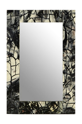 Orsina Aliso Wall MirrorGreyBlackGlassSynthethicWood from B&Q