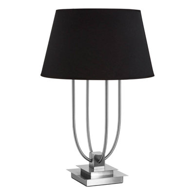 Orsina Black Shade Table Lamp With Satin Nickel Base,pagoda-Style Lamp With Black Shade,desk Lamp For Office from B&Q