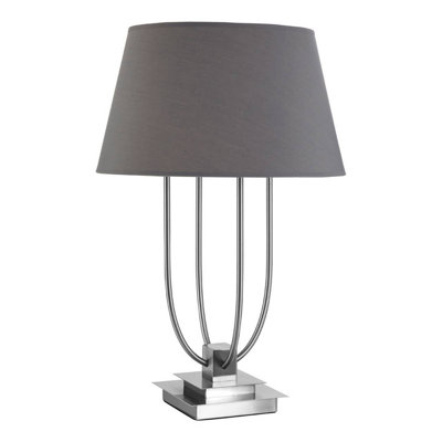 Orsina Grey Shade Table Lamp With Four Curved ArmsDesk Lamp With Square BaseNickel Finish Lighting Accent from B&Q