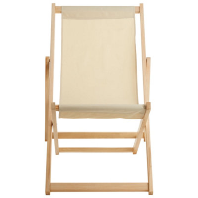 Orsina Sling Design Cream Deck ChairStylish Design Lawn ChairEthically Sourced Deck ChairGarden Chair from B&Q