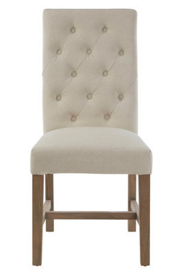 B&Q -  Elegant Upholstered Beige Linen Dining ChairComfortable Modern Dining ChairDurable Small Modern Chair