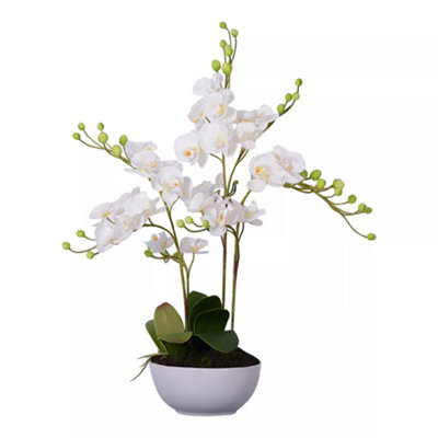 Orsina Fiori White Orchid Plant Artificial Plant Foliage from B&Q