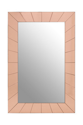 B&Q -  Reflective Rose Gold Finish Earl Wall MirrorRectangular Decorative MirrorMetallic Indoor Accent Mirror
