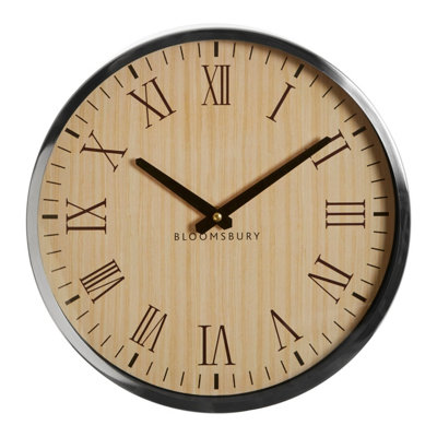 Orsina Vitus Natural And Silver Wall Clock from B&Q