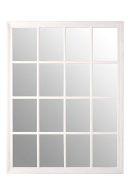 Orsina Antique White Wooden Wall Mirror With 16 PanelUnique Framed AccentHanging Mirror With Bevelled Corners from B&Q