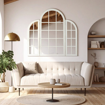 Orsina Flat Wood White Finish Mirror from B&Q