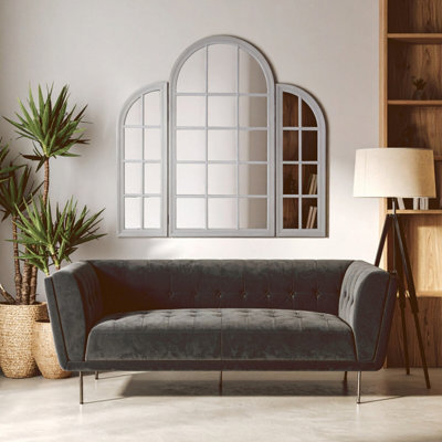 Orsina Flat Wood Grey Finish Mirror from B&Q