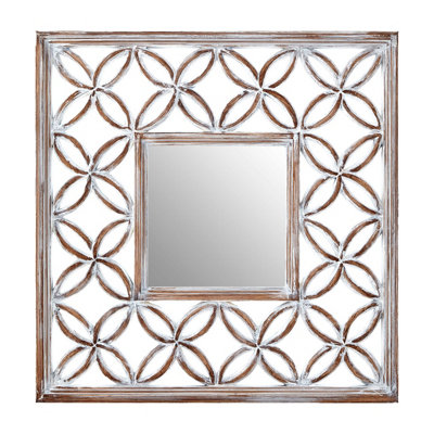 Orsina Antique White Lattice Frame Wall Mirror from B&Q
