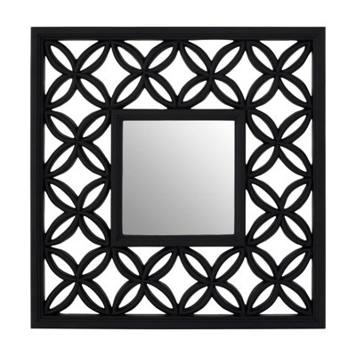 Orsina Square Black Lattice Frame Wall Mirror from B&Q
