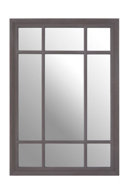 Orsina Grey Distressed Wall MirrorLarge Rectangle Hanging MirrorModern 9 Panel Wooden Frame Mirror For Bedroom from B&Q